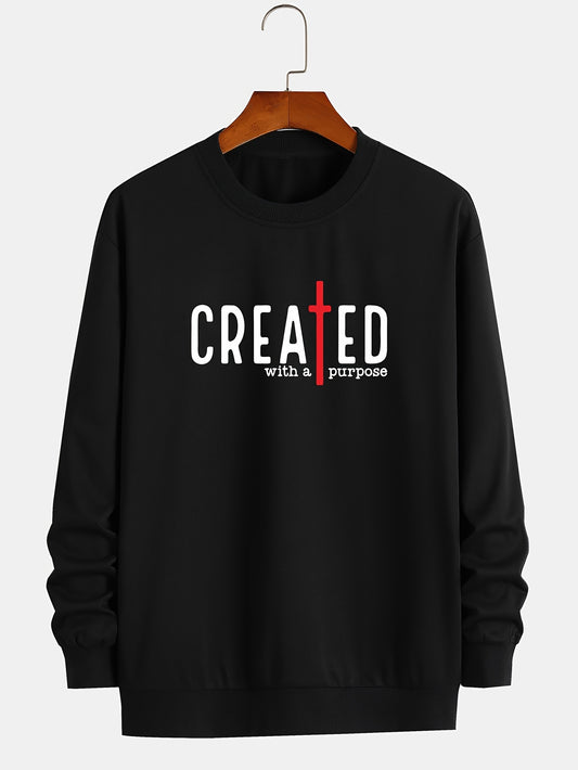 CREATED With A Purpose Men's Christian Pullover Sweatshirt claimedbygoddesigns