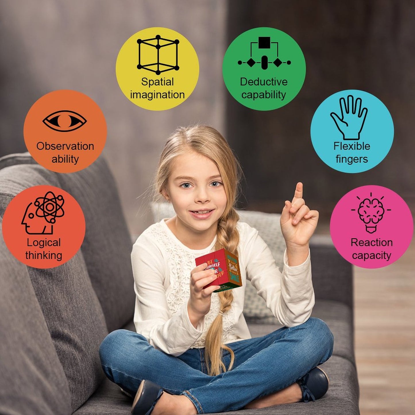 Self uplifting Motivating sayings Rotating cube puzzle 3x3 unique Christian Gift Idea game activity for kids, Men, Women, friends, family