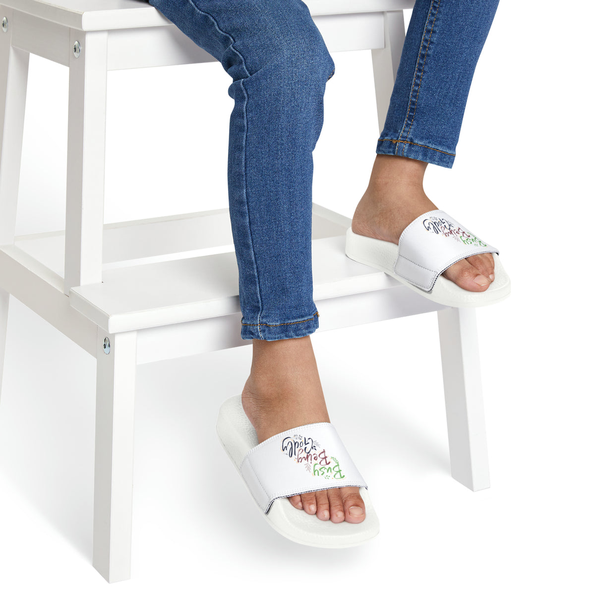 Busy Being Godly Youth PU Christian Slide Sandals Printify