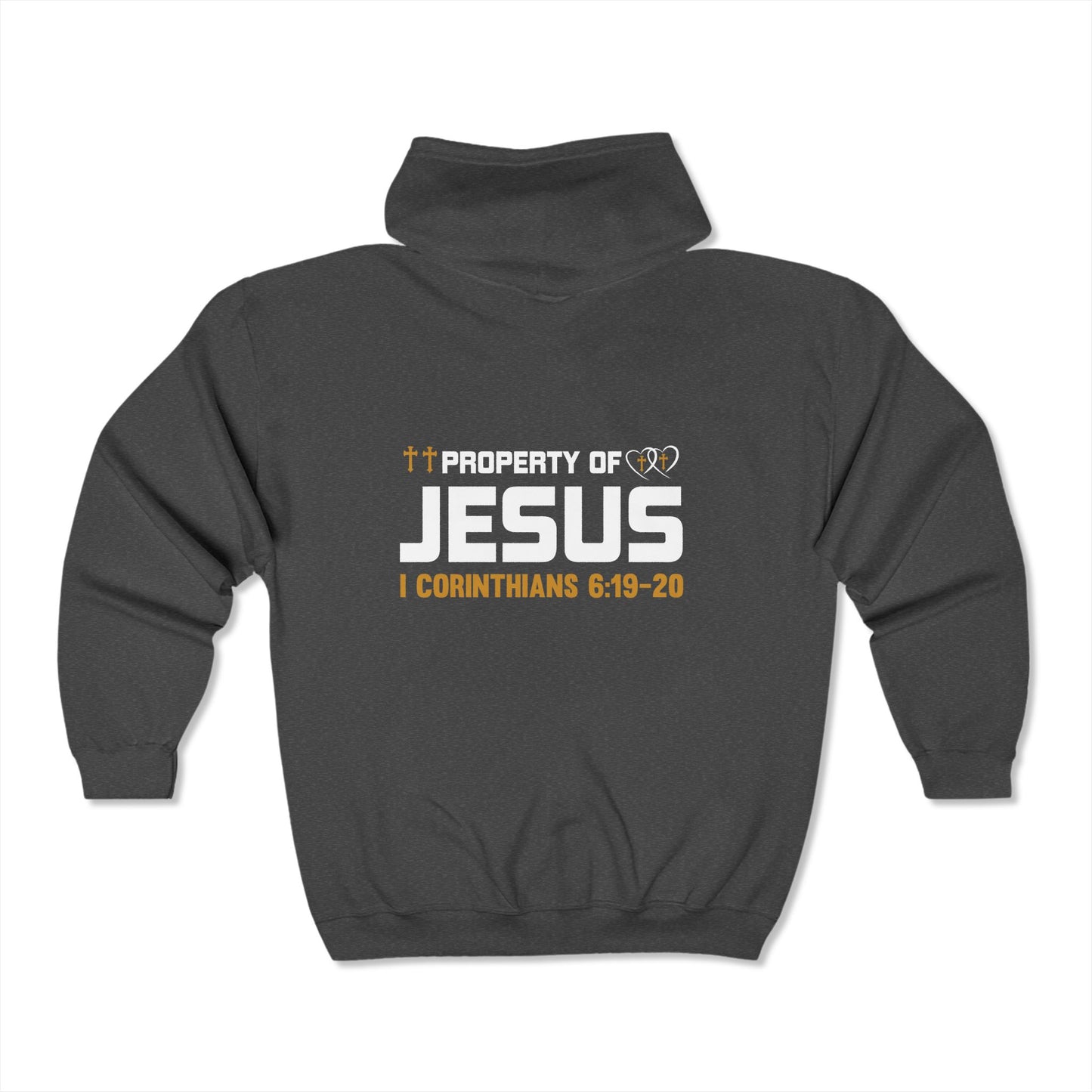 His Property Unisex Heavy Blend Christian Full Zip Hooded Sweatshirt