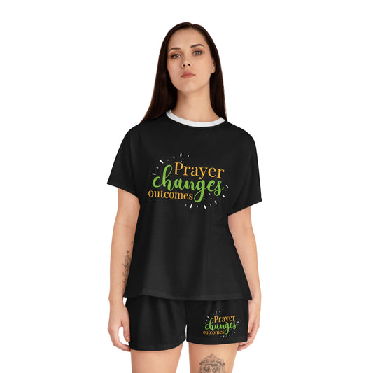 Prayer Changes Outcomes Women's Christian Short Pajama Set Printify