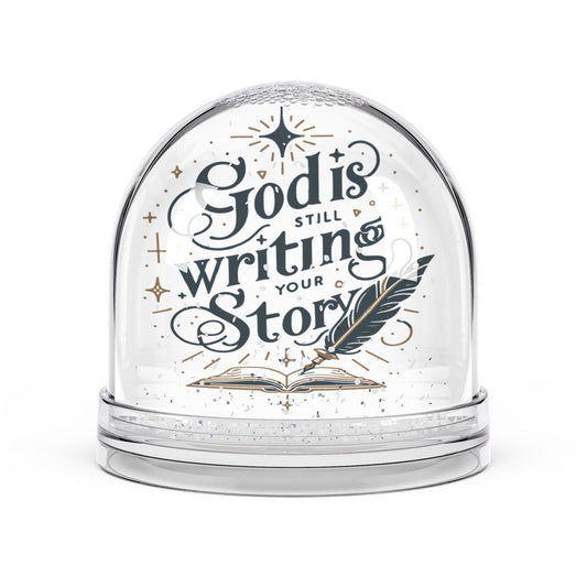 Christian Snow Globe, Religious Home Decor, Inspirational Gift, Christmas Decoration, He is still writing your story