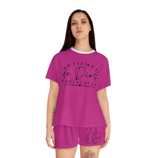EL TIEMPO DE DIOS ES PERFECTO CHRISTIAN SPANISH WOMEN'S SHORT PAJAMAS SET Printify