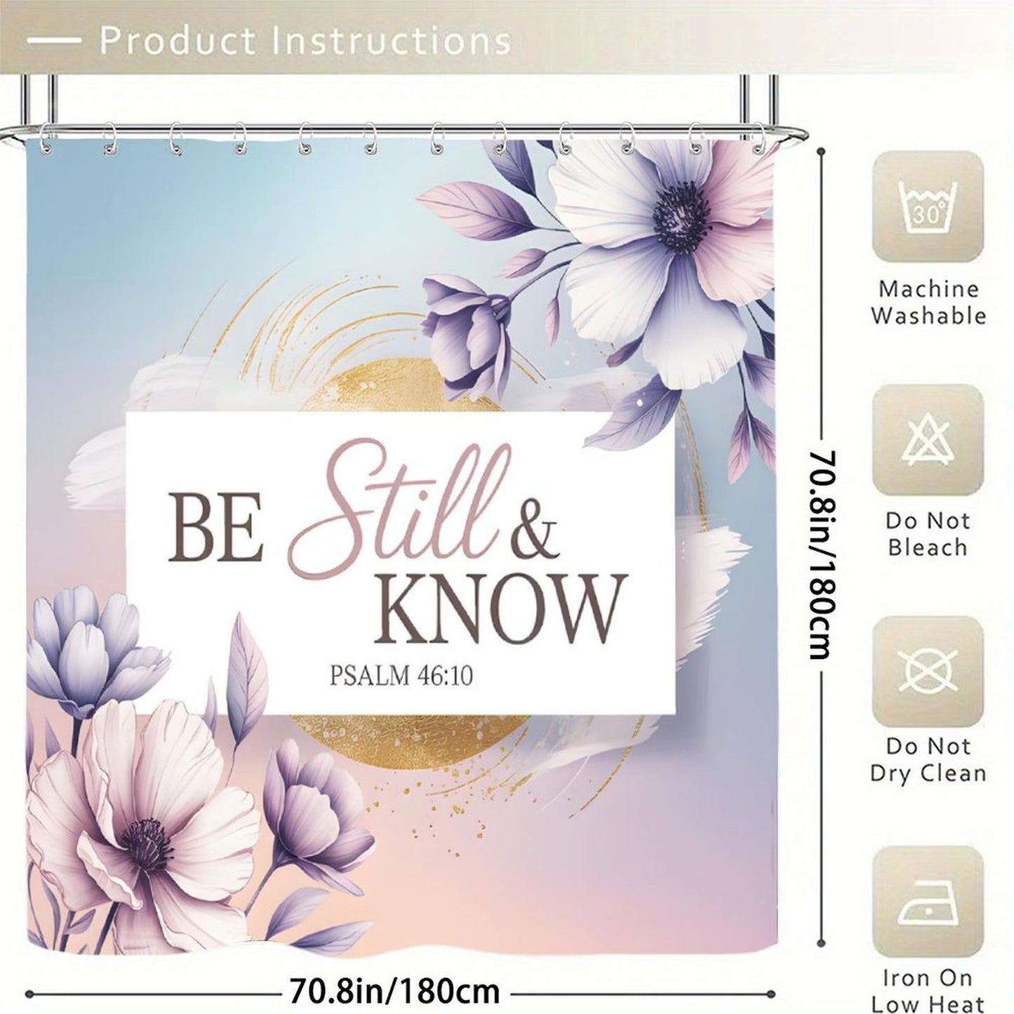 Be Still And Know Christian Waterproof Shower Curtain