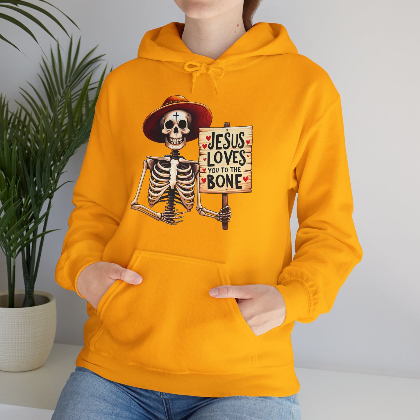 Loves You To The Bone (Halloween Themed) Unisex Christian Hooded Pullover Sweatshirt