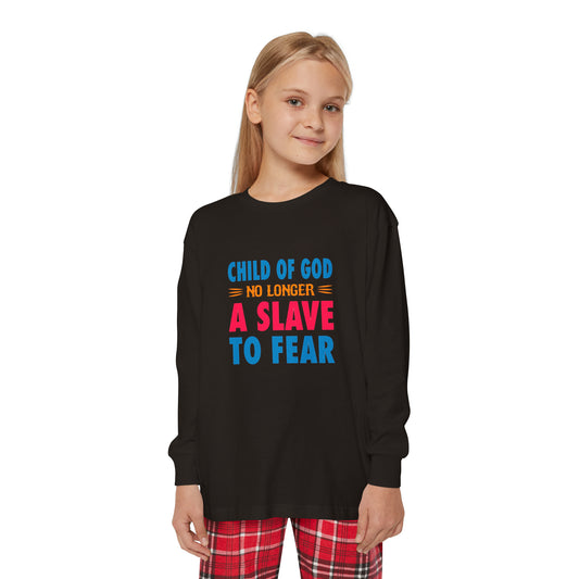 Child Of God No Longer A Slave To Fear Youth Christian Long Sleeve Pajama Set Printify