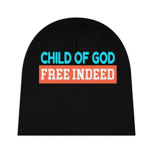 Child Of God Free Indeed Christian Baby Beanie (AOP) Printify