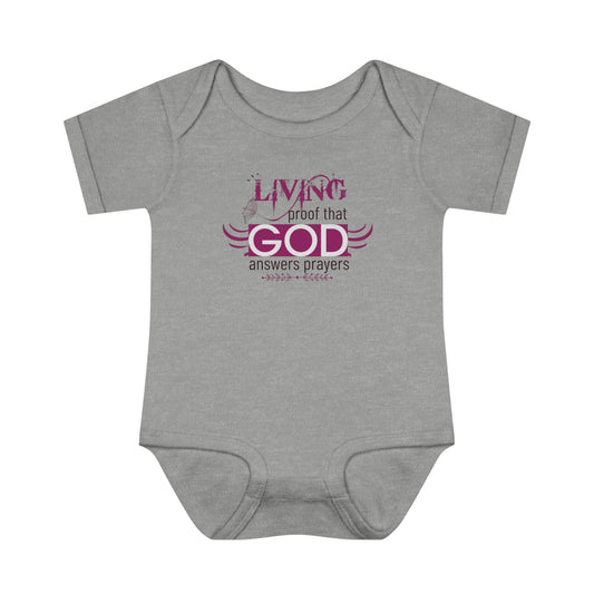 Living Proof That God Answers Prayers Christian Baby Onesie Printify