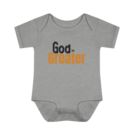 God Is Greater Christian Baby Onesie Printify