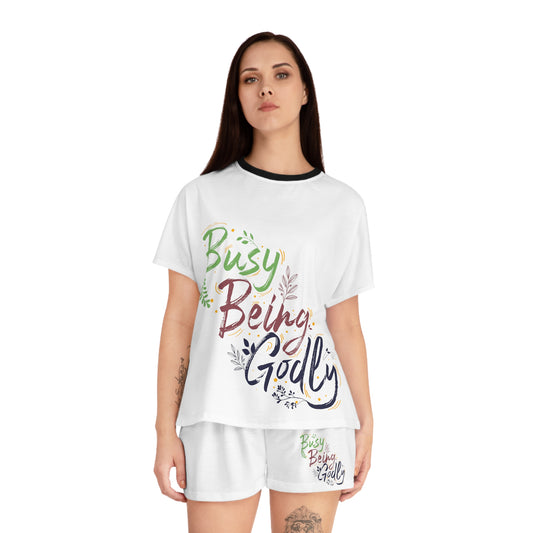 Busy Being Godly Women's Christian Short Pajama Set Printify