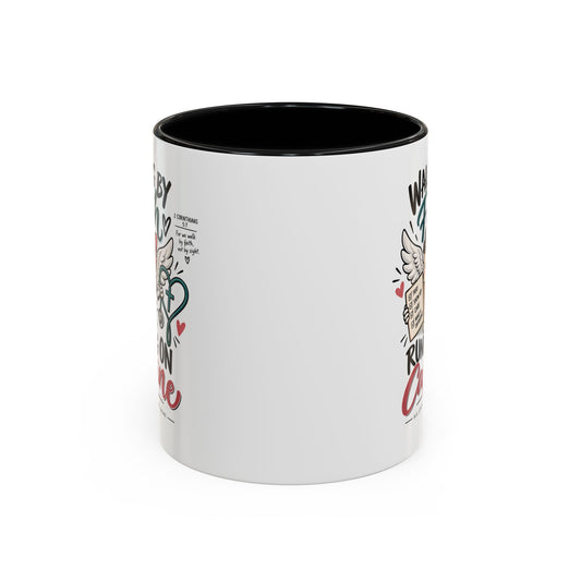 Walking By Faith, Running On Caffeine Coffee Mug (Accent)