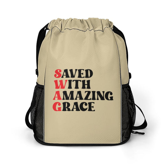 SWAG Saved With Amazing Grace Christian Waffle Cloth Drawstring Bag SALE-Personal Design