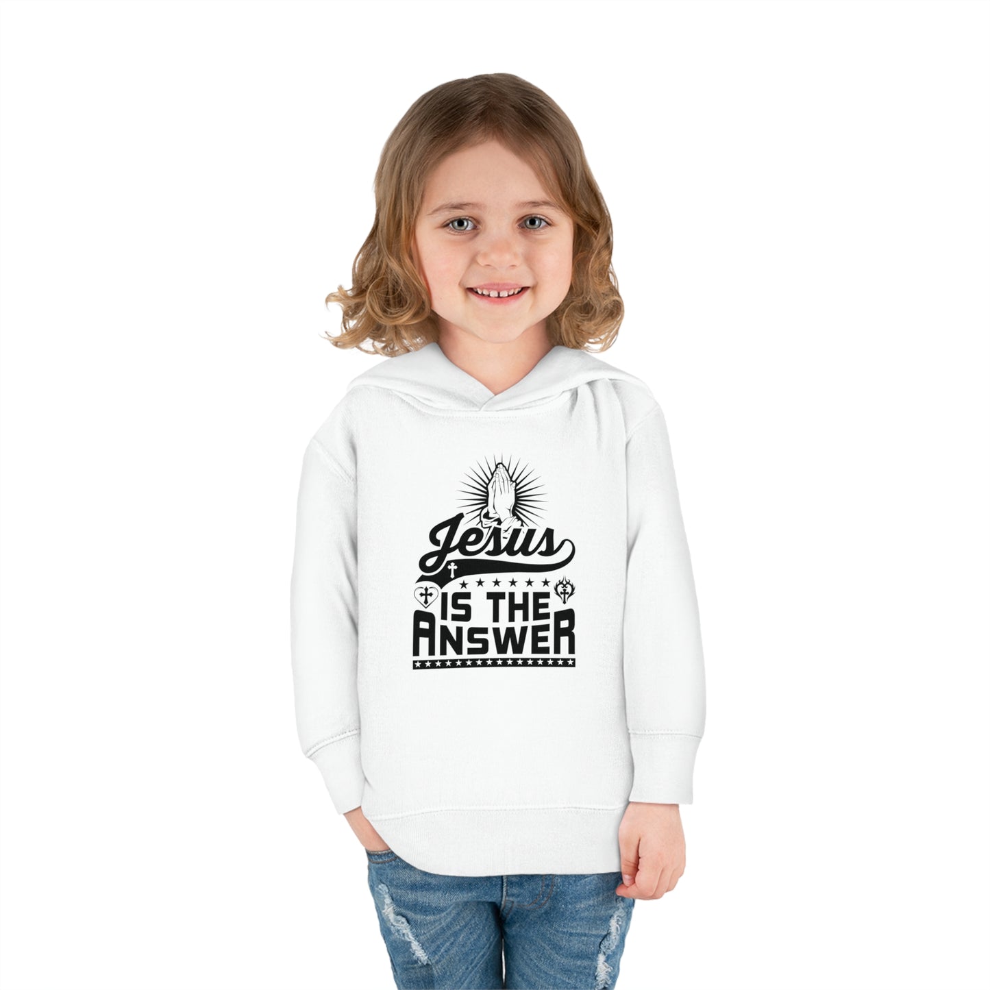 He Is The Answer Christian Toddler Pullover Fleece Hooded Sweatshirt