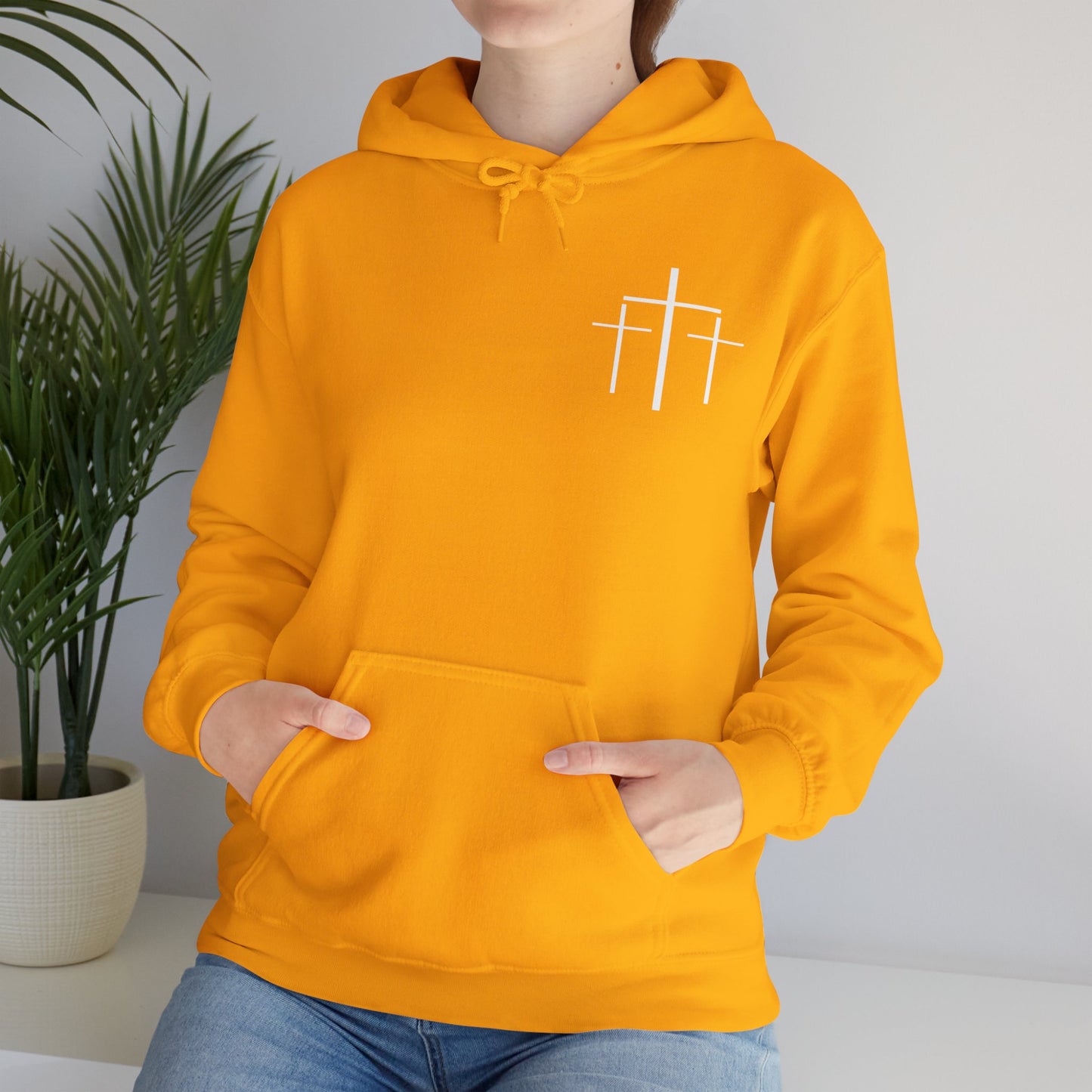 Faith Over Fear 3 Crosses Unisex Christian Hooded Pullover Sweatshirt