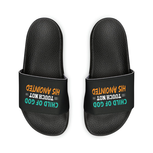 Child Of God Touch Not His Anointed Men's PU Christian Slide Sandals Printify