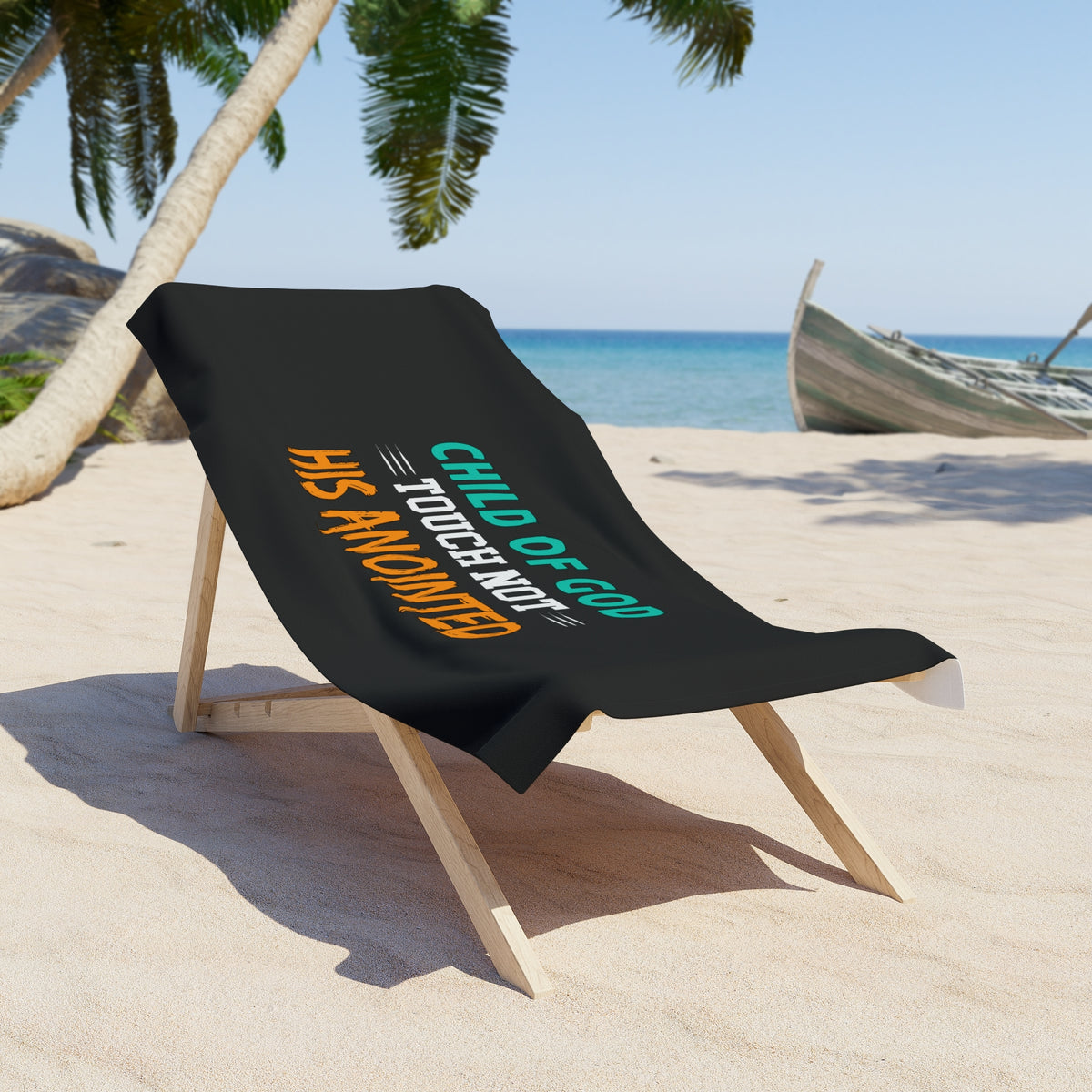 Child Of God Touch Not His Anointed Christian Beach Towel Printify