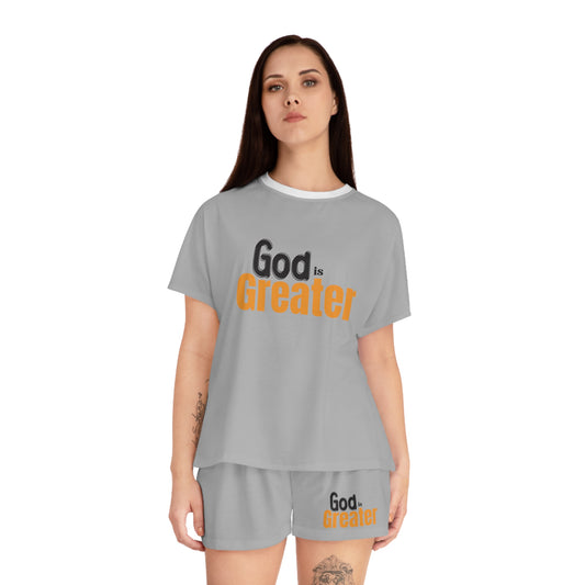 God Is Greater Women's Christian Short Pajama Set Printify
