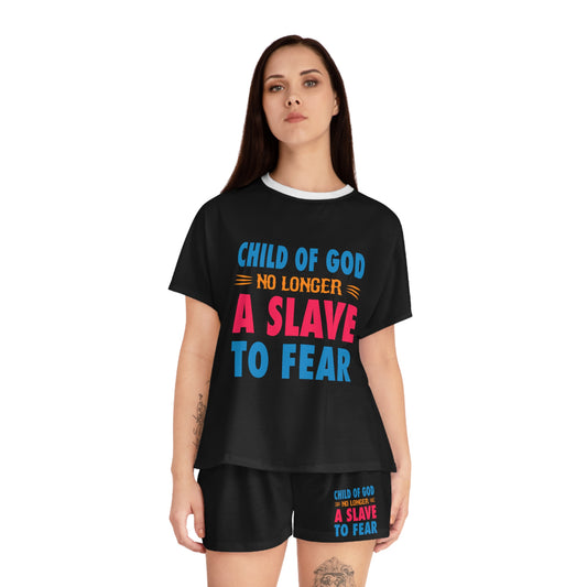 Child Of God No Longer A Slave To Fear Women's Christian Short Pajama Set Printify