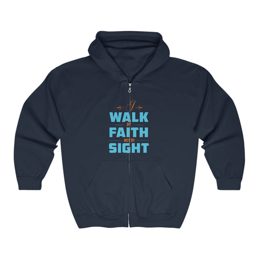 I Walk By Faith Not By Sight Unisex Heavy Blend Full Zip Hooded Sweatshirt