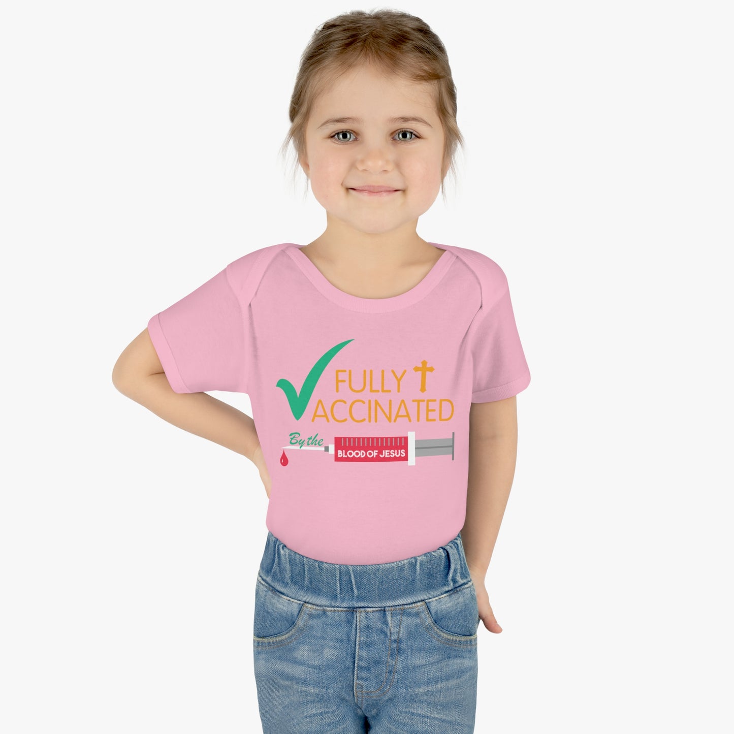 Fully Vaccinated By The Blood Of Jesus Christian Baby Onesie Printify