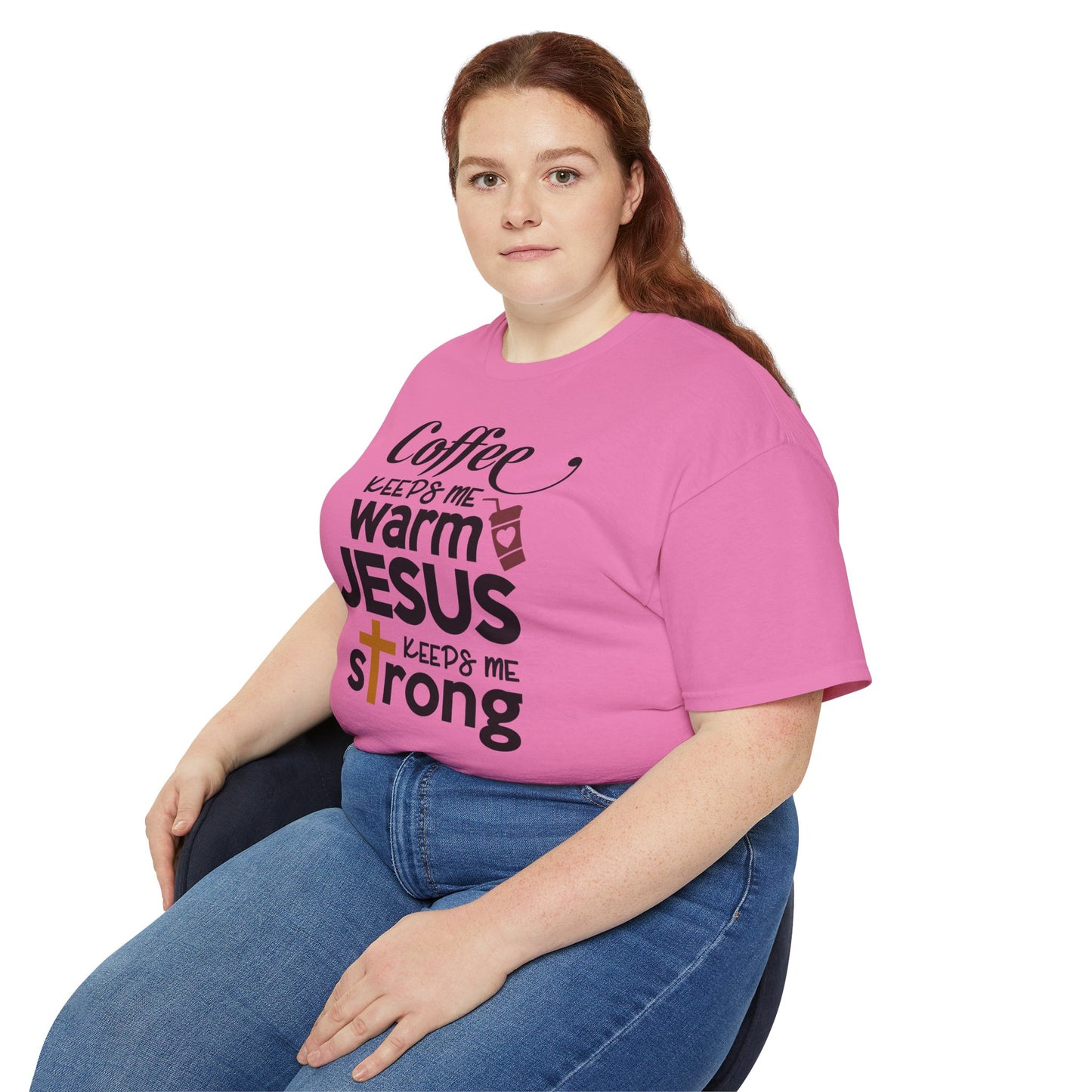 COFFEE KEEPS ME WARM JESUS KEEPS ME STRONG FUNNY Unisex Christian Ultra Cotton Tee Printify