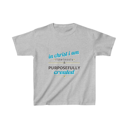 In Christ I Am Flawlessly And Purposefully Created Youth Christian T-Shirt Printify