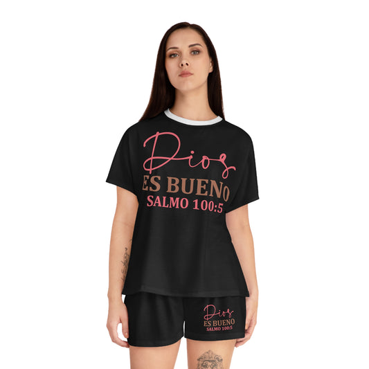 DIOS ES BUENO CHRISTIAN SPANISH WOMEN'S SHORT PAJAMAS SET Printify