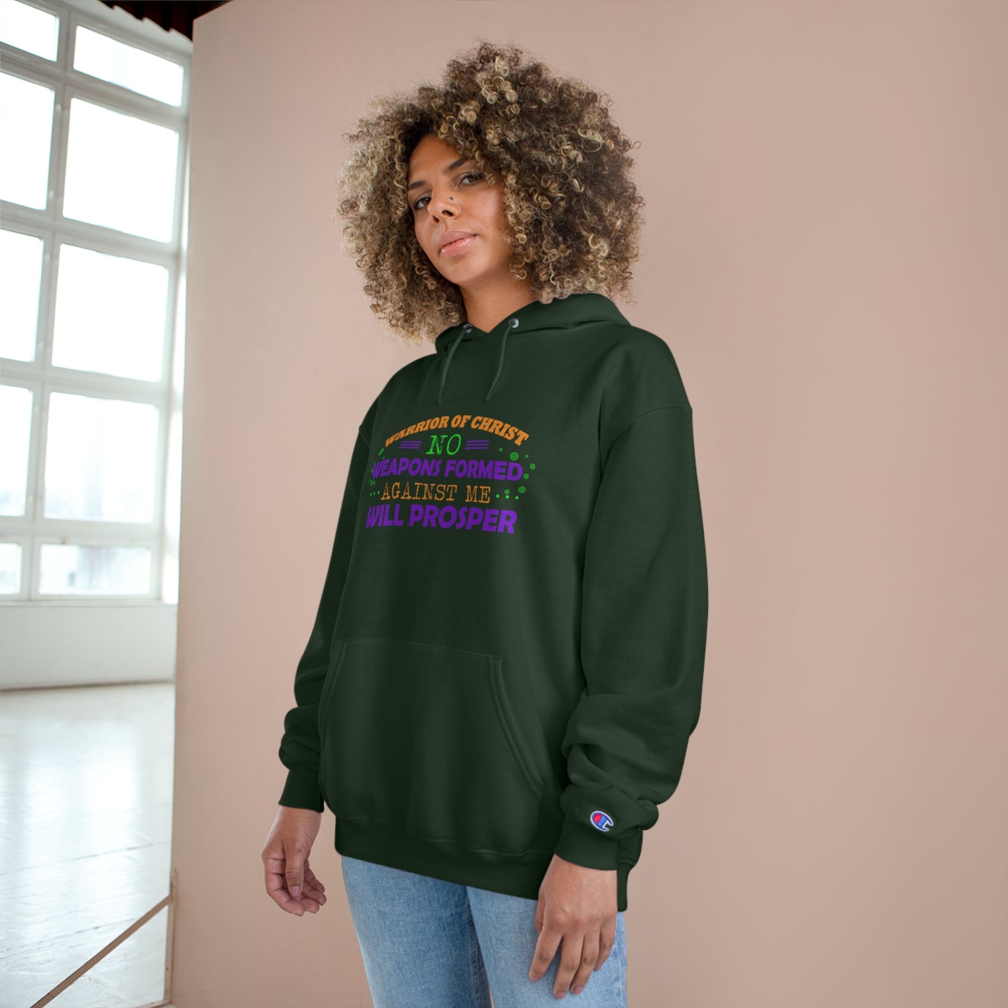 Warrior Of Christ No Weapons Formed Against Me Will Prosper Unisex Champion Hoodie