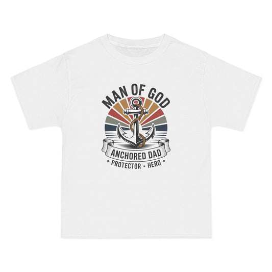 Man of God Anchored Dad Men's Christian T-Shirt - Protector & Hero Tee - ClaimedbyGodDesigns