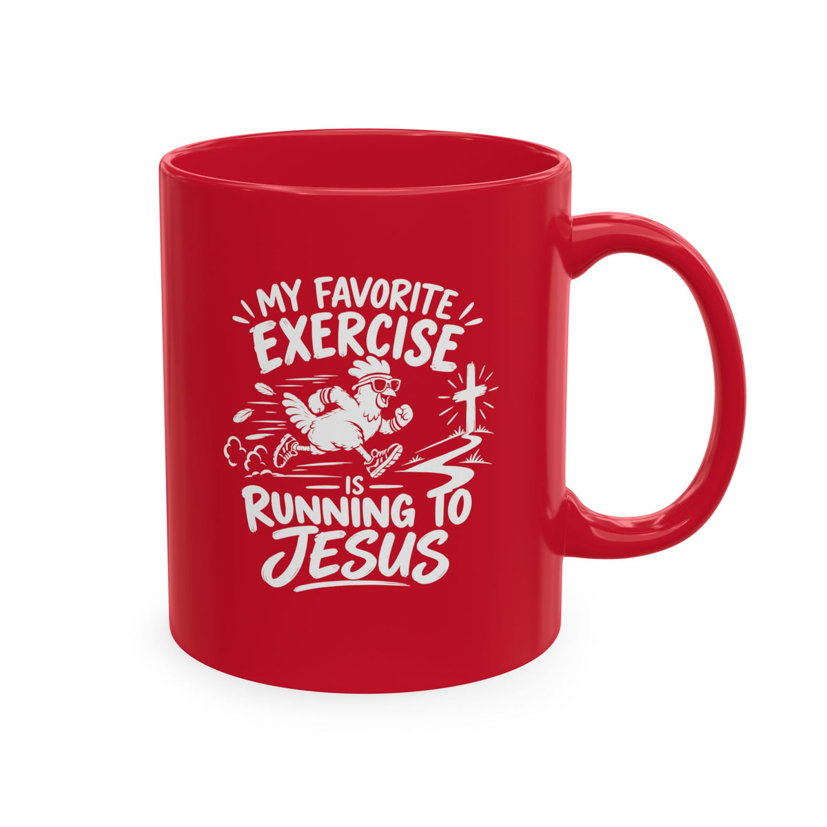My Favorite Exercise Is Running to Jesus Christian Ceramic Mug