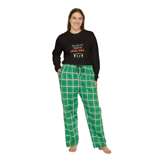 Proverbs 22:6 Raising My Tribe On His Vibes Women's Christian Long Sleeve Pajama Set