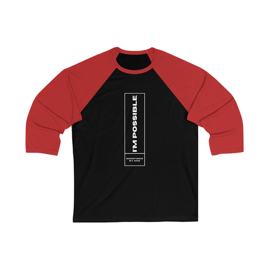 I'm Possible Redefined By God Christian Unisex 3\4 Sleeve Baseball Tee Printify