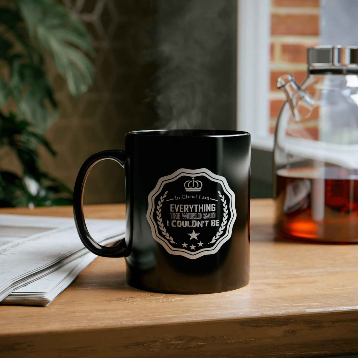 In Christ I Am Everything The World Said I Couldn't Be Black Ceramic Mug 11oz (double sided printing)