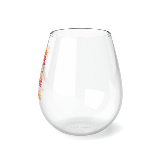 Overcomer, God's Strength Is Made Perfect In My Weakness Stemless Wine Glass 11.75oz