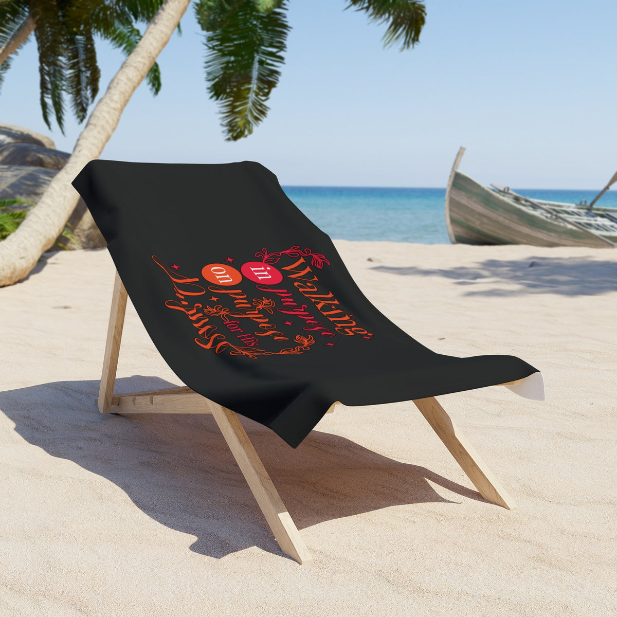 Walking In Purpose On Purpose For His Purpose Christian Beach Towel Printify