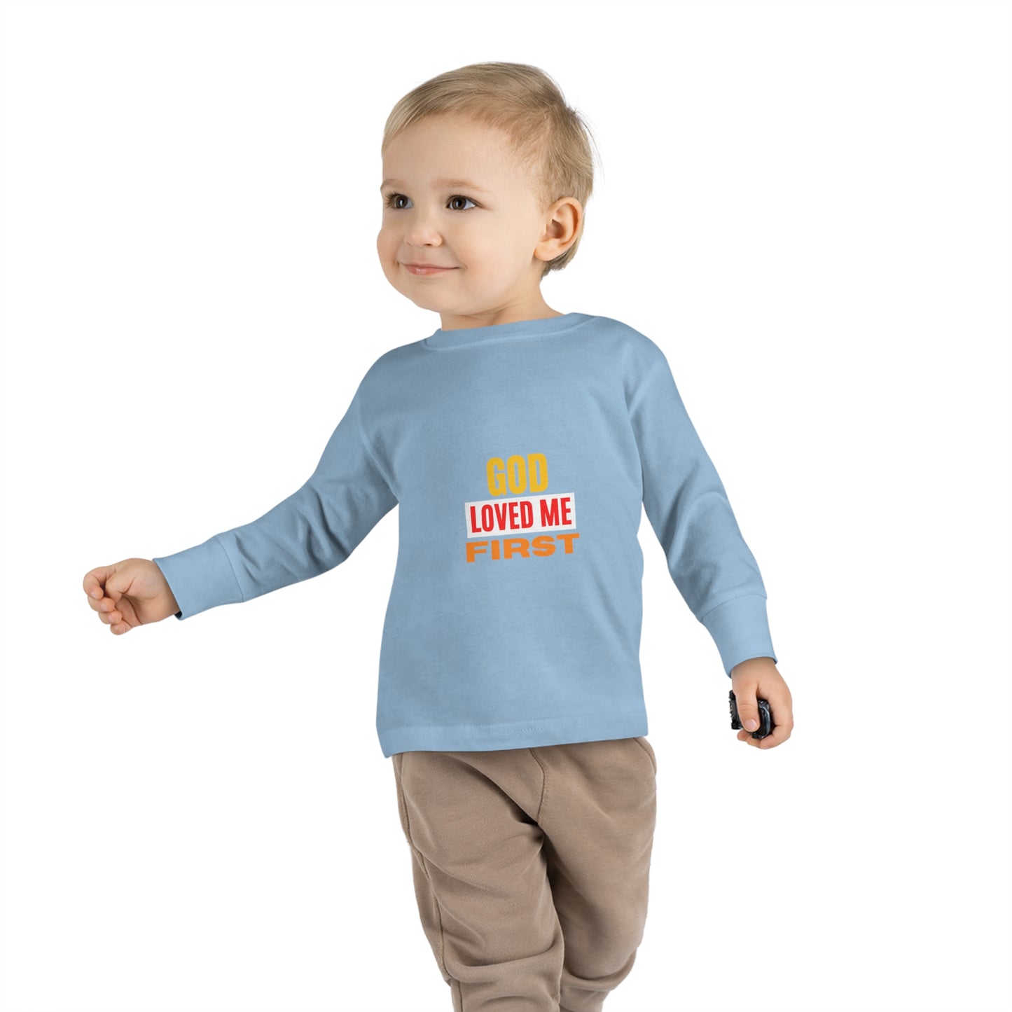 God-Loved-Me-First-Toddler-Christian-Sweatshirt Printify