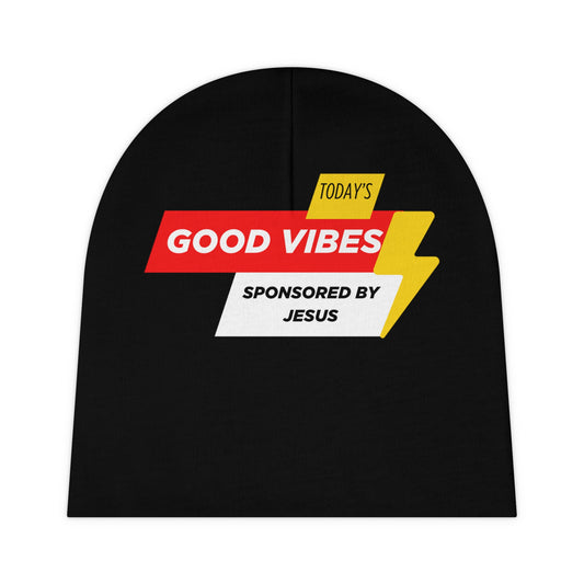 Today's Good Vibes Sponsored By Jesus Christian Baby Beanie (AOP) Printify