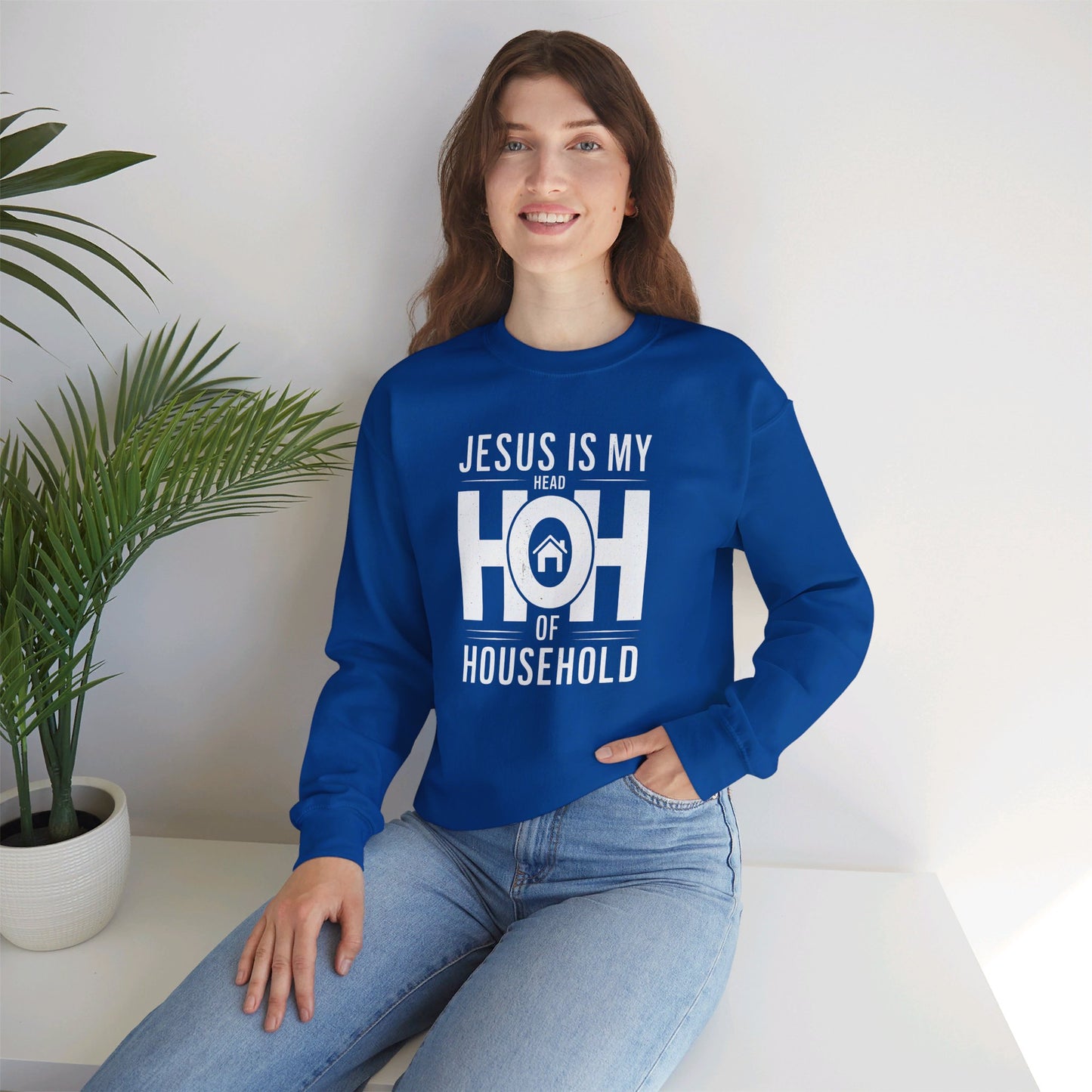 He Is My Head Of Household HOH Unisex Heavy Blend™ Crewneck Christian Sweatshirt