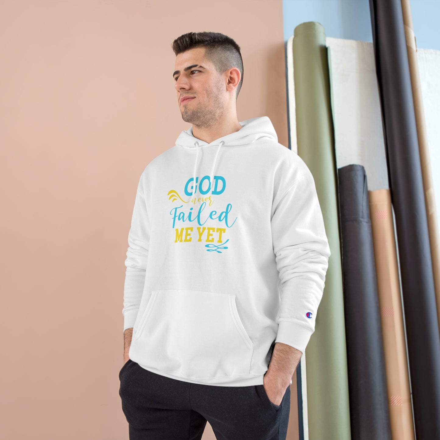 He Never Failed Me Yet Unisex Champion Hoodie