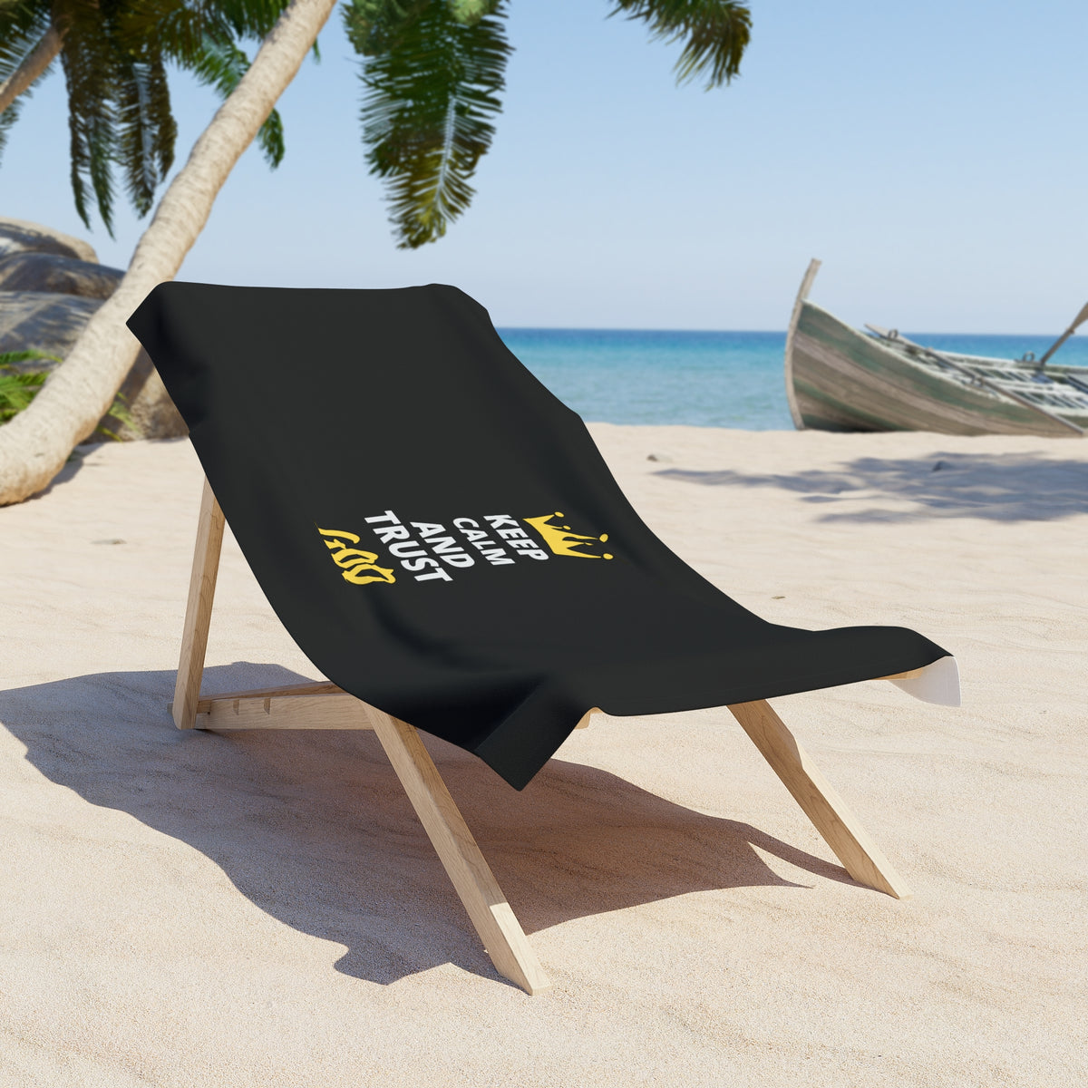 Keep Calm & Trust God Christian Beach Towel Printify