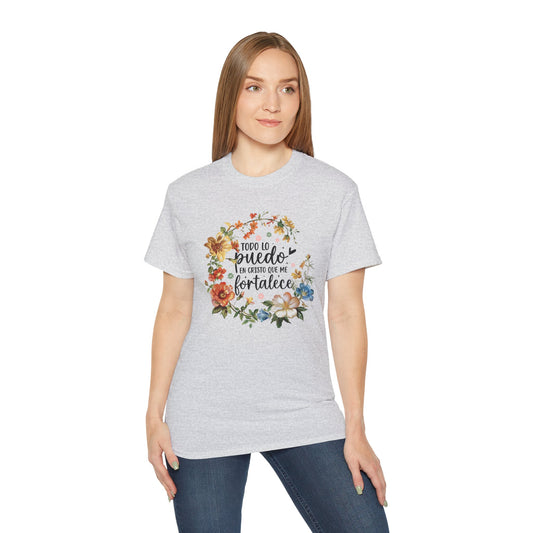 TODO LO PUEDO EN CRISTO QUE ME FORTALECE Christian Spanish Unisex T-shirt Printify