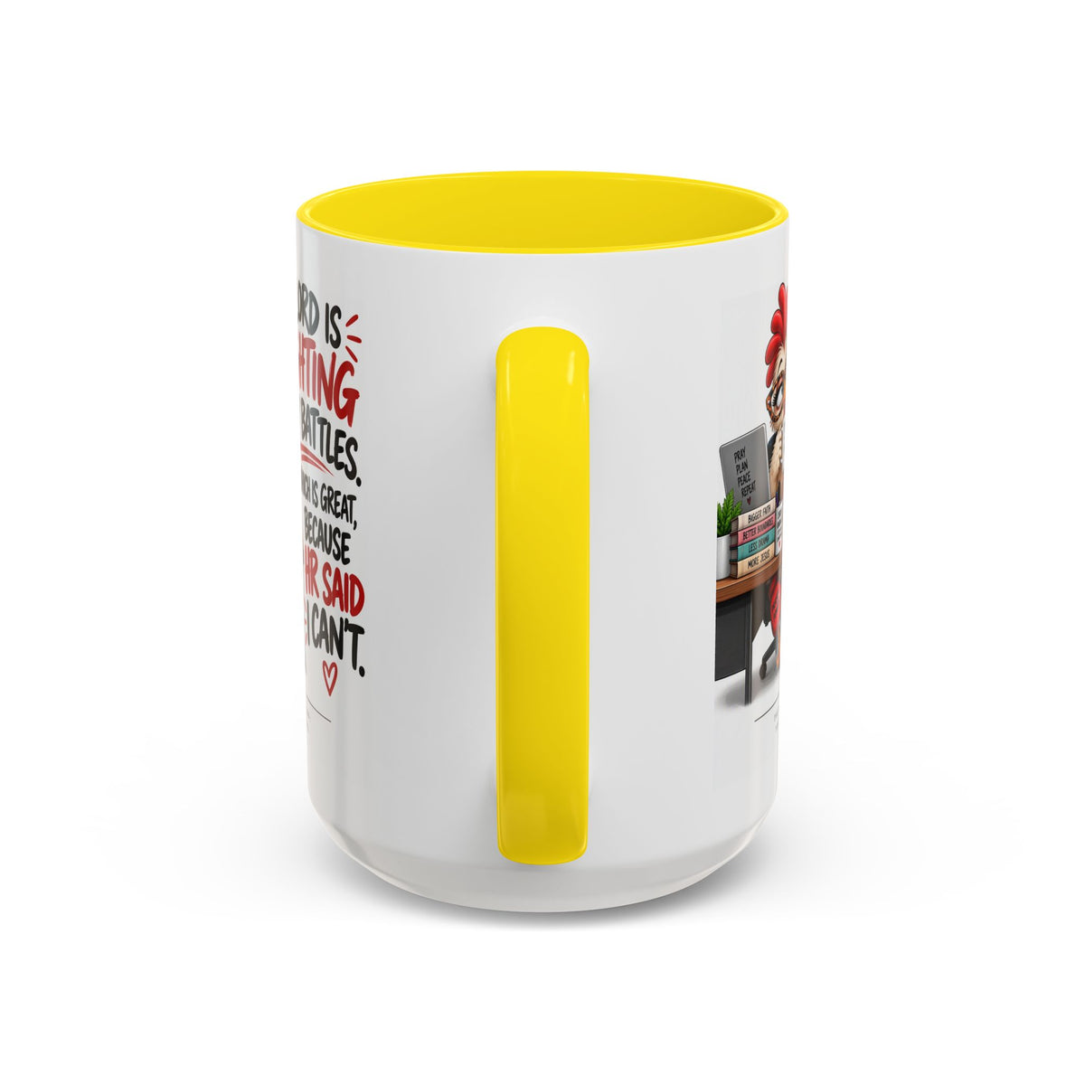 Inspirational Accent Coffee Mug — “The Lord Is Fighting My Battles” Faith Quote (11/15oz)