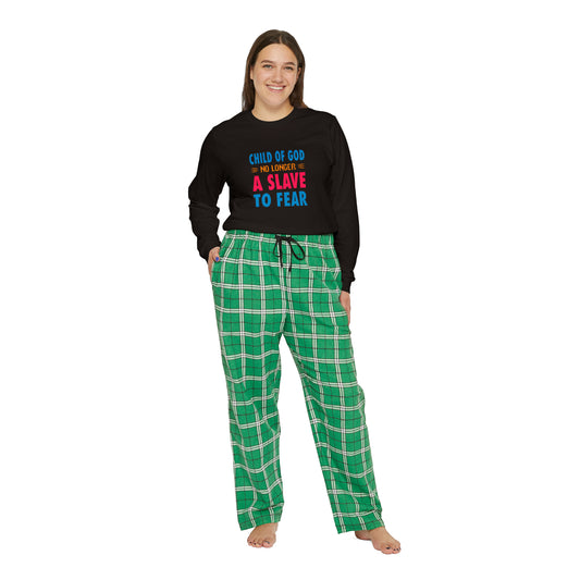 Child Of God No Longer A Slave To Fear Women's Christian Long Sleeve Pajama Set Printify