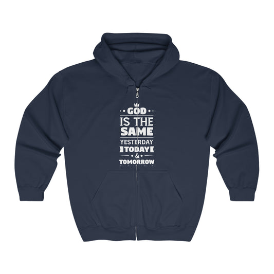 He Is The Same Yesterday Today & Tomorrow Unisex Heavy Blend Full Zip Hooded Sweatshirt