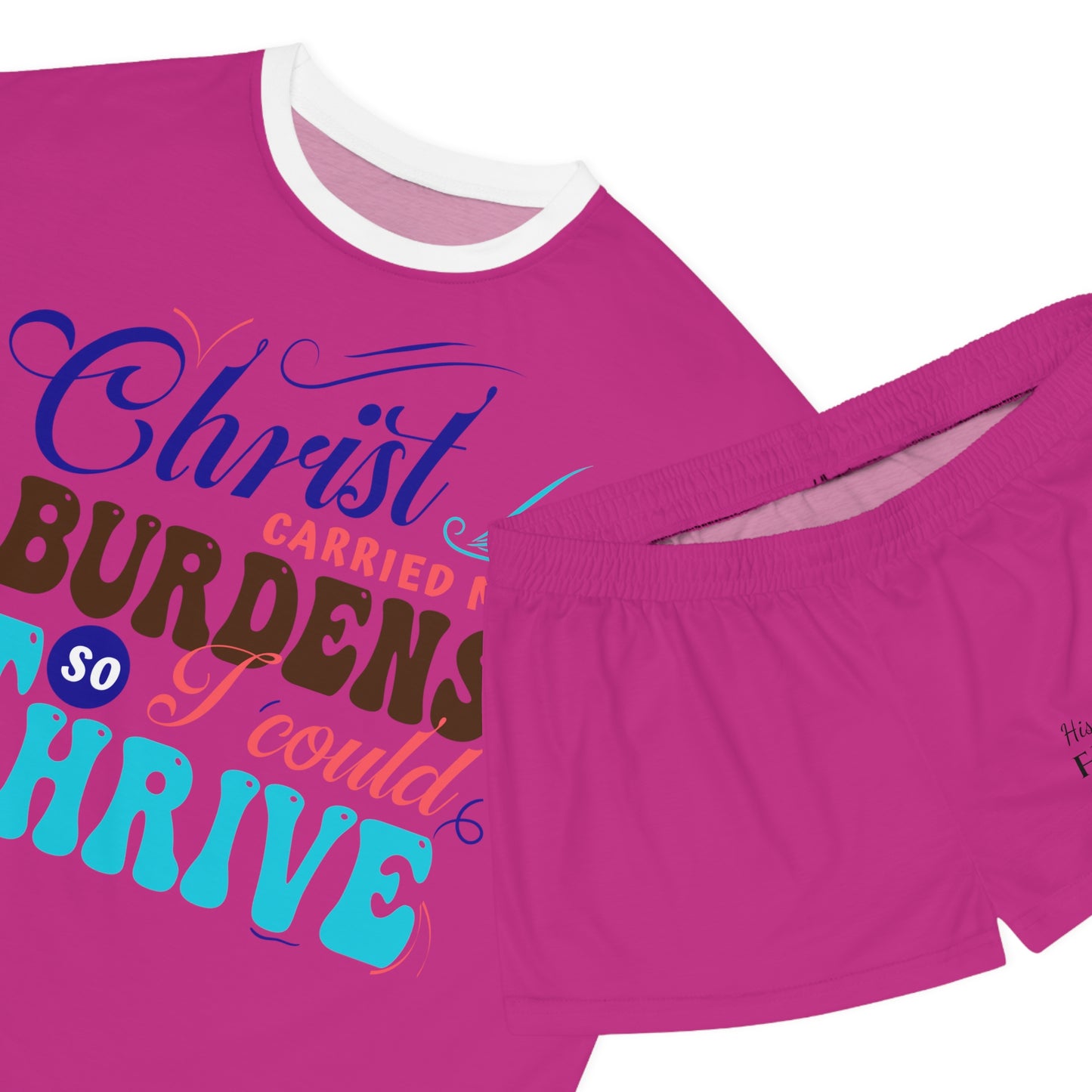 Christ Carried My Burdens So I Could Thrive Women's Christian Short Pajama Set Printify
