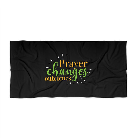Prayer Changes Outcomes Christian Beach Towel Printify