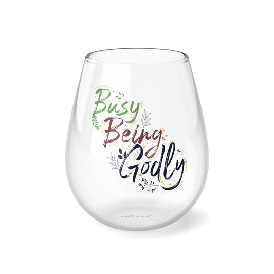Busy Being Godly Stemless Wine Glass, 11.75oz