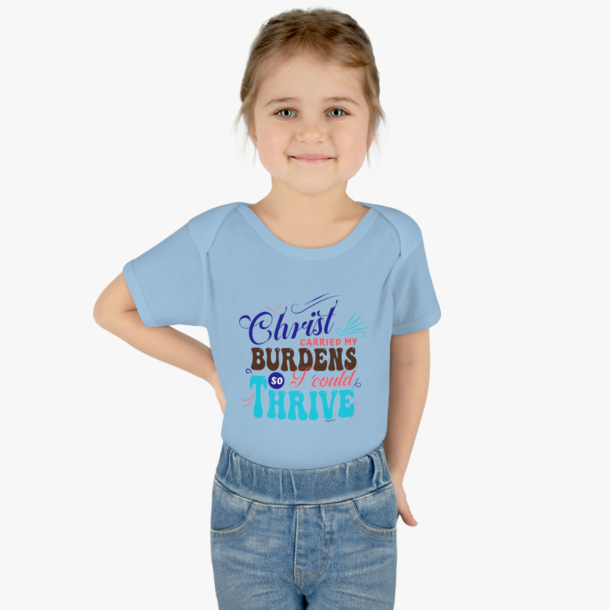 Christ Carried My Burdens So I Could Thrive Christian Baby Onesie Printify