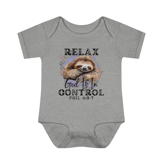 Relax God Is In Control Christian Baby Onesie Printify