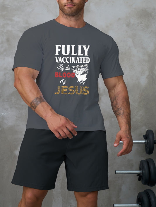 FULLY Vaccinated By The Blood Of Jesus Men's Christian Casual Outfit claimedbygoddesigns